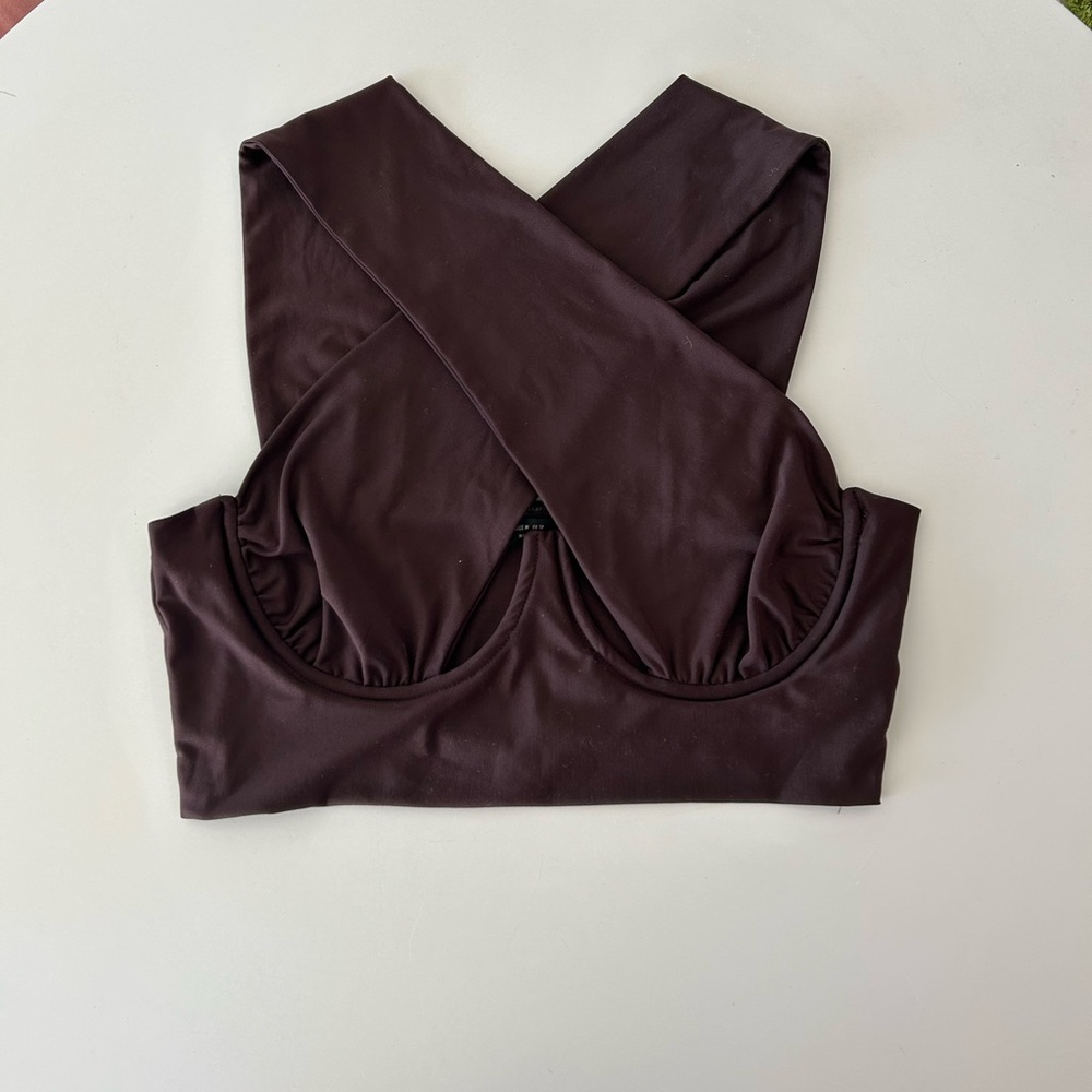 Brown Crop Top Crossover